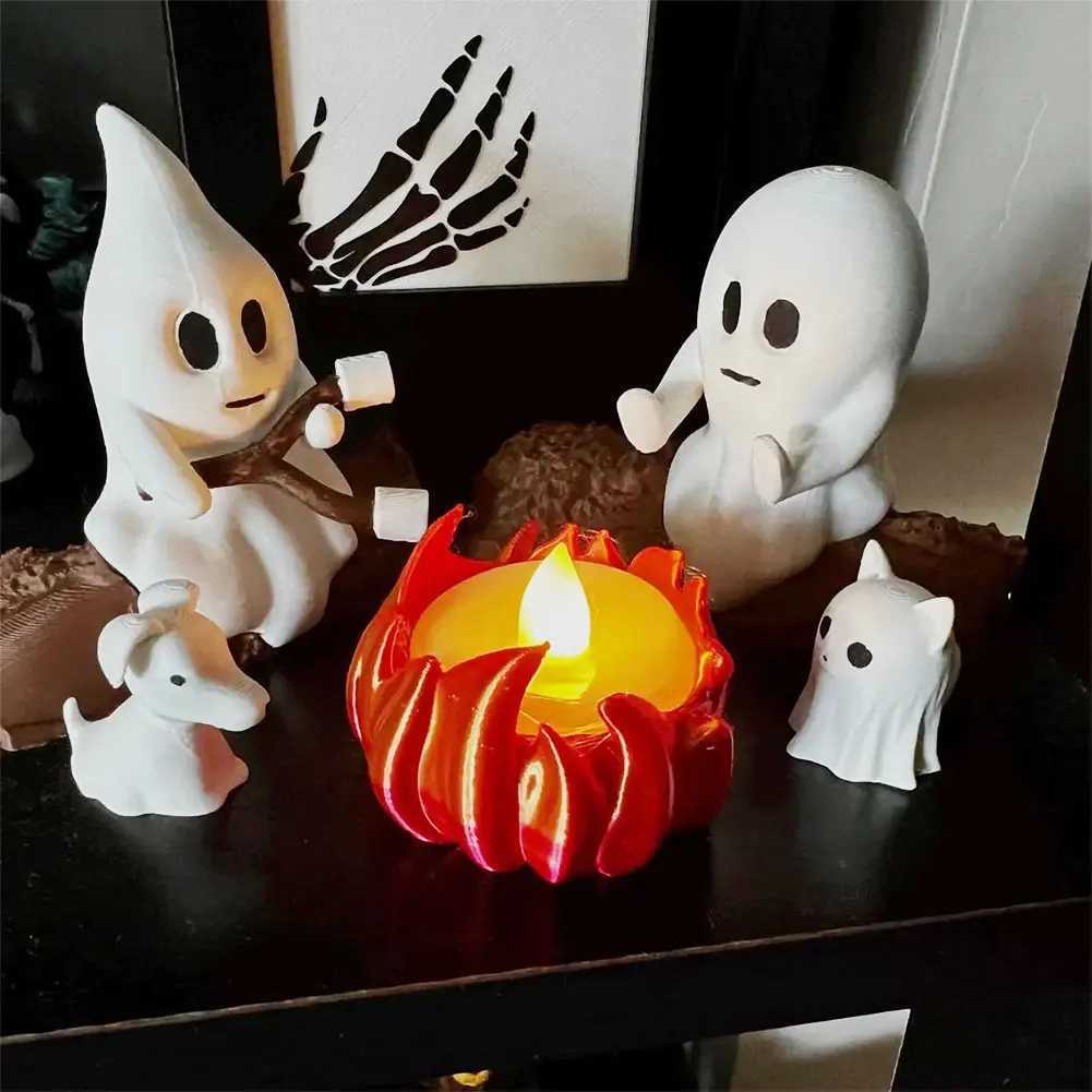 Halloween Ghost Campfire Flickering Night Light 3D Cozy Spooky Ghost LED Nightlight For Halloween Home Bedroom Funny Decoration C250913