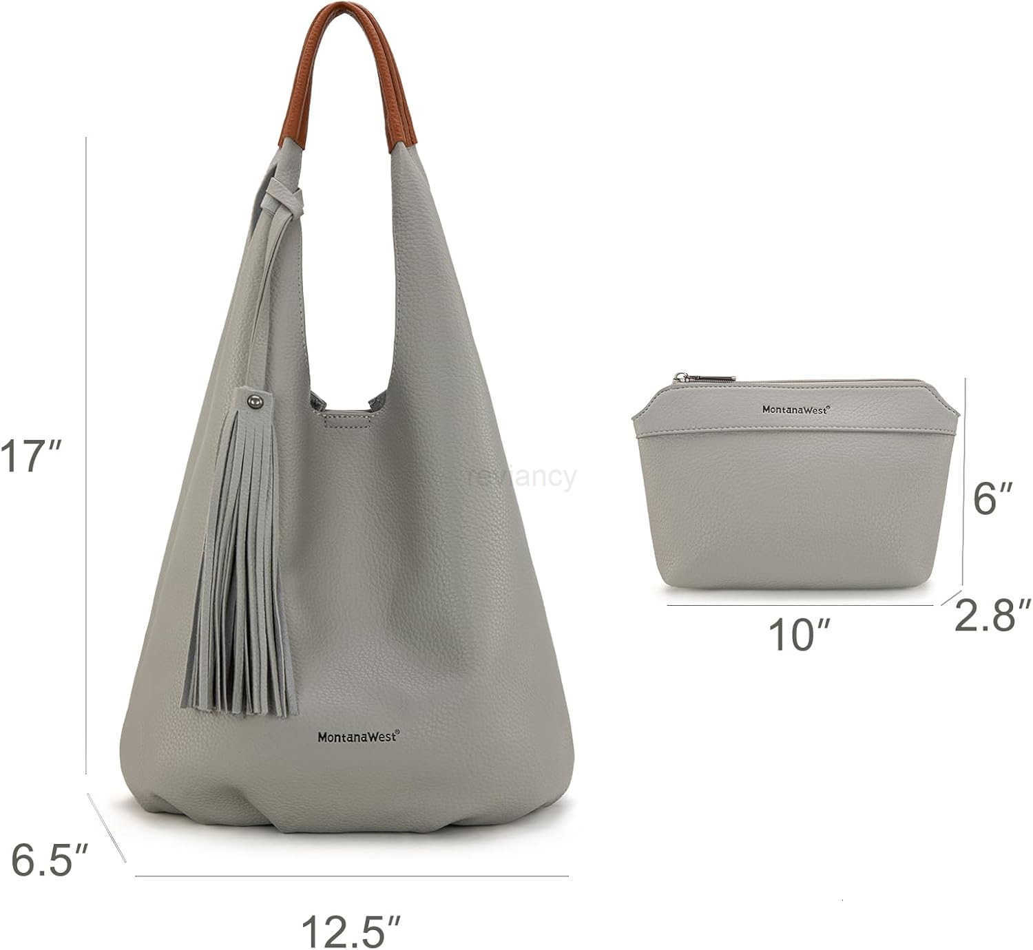 Women Slouchy Handbags 2PCS Tassels Shoulder Bag with ComESTic BagW250913