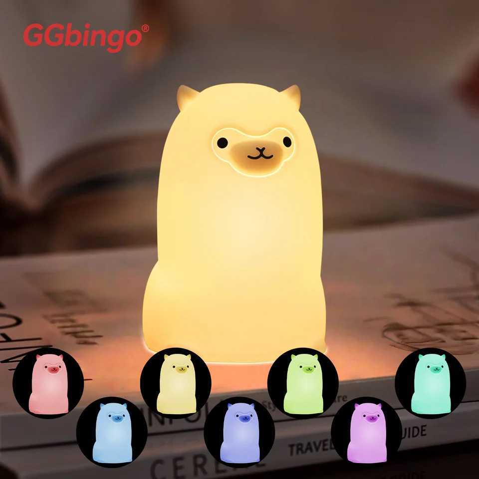 GGbingo LED Night light Touch Sensor RGB LED Alpaca USB Rechargeable Silicone Lamp for Children Baby Toy Festival Decor C250913
