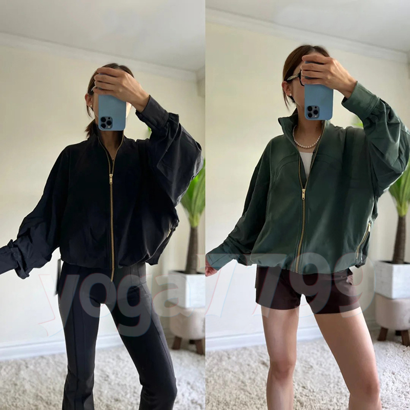 Yoga Jacket Sports Coat Gym Outfits Jacket Womens Jackets Workout Sport Batwing Sleeve Coat Fitness Jackets Quick-Dry Tops Solid Zip Up Sweatshirt Sportswear Gym Set