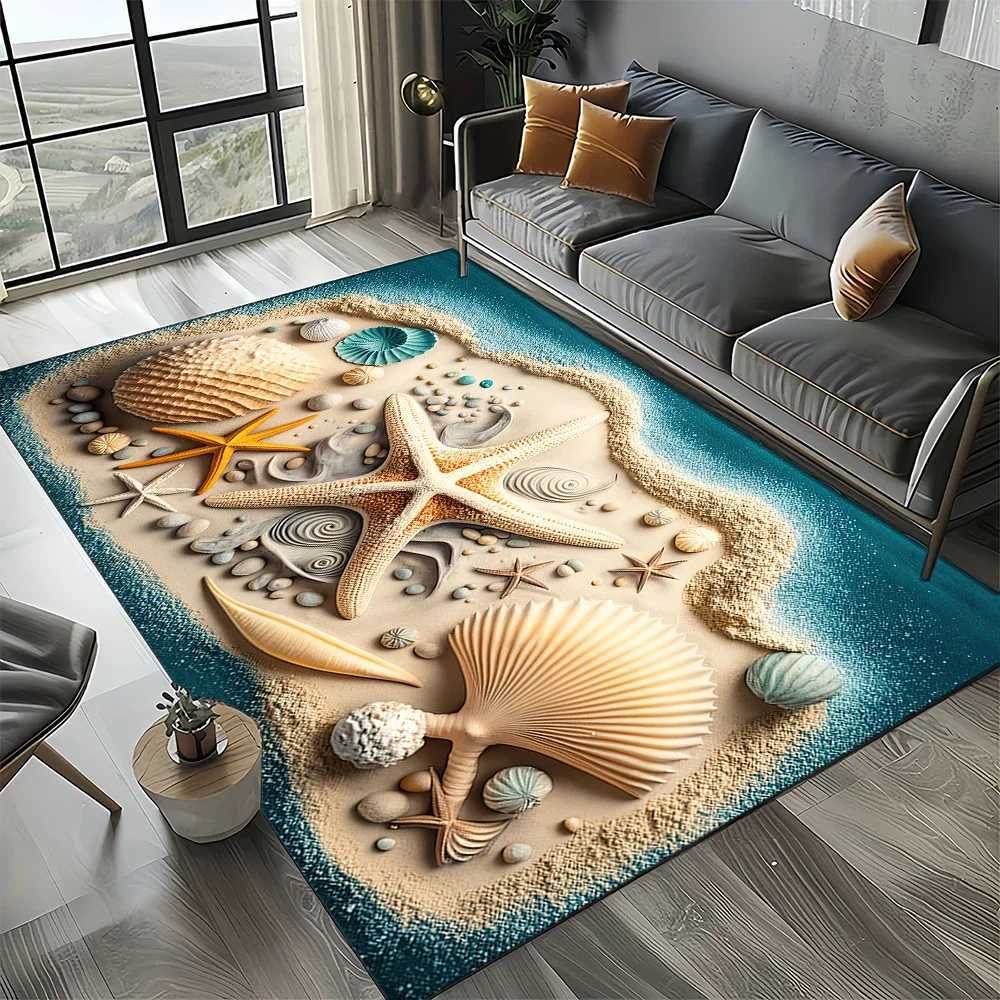 2025 New Starfish Beach Shell Sea Star Sand Carpet Rug for Living Room Bedroom Home Sofa DecorationKids play Nonslip Floor Mat C250913
