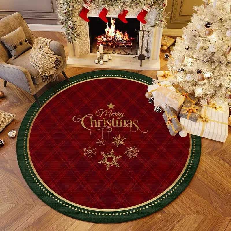 VIKAMA Christmas Crystal Velvet Carpet Living Room Bedroom Festive Red Ambiance Christmas Tree Decorations Carpet Home Decor C250913