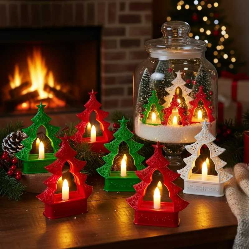 Mini LED Christmas Tree Night Light Warm Luminous Xmas Tree Night Lamp DIY Desktop Ornaments For New Year Party Home Decoration C251122