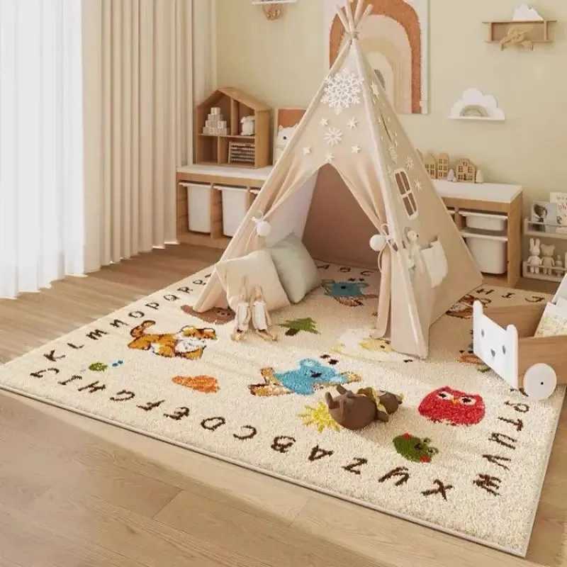 VIKAMA Imitation Cashmere Cartoon Cute Carpet Family Childrens Room Cream Wind NonSlip Mattress Bedroom Baby Crawling Blanket C250913