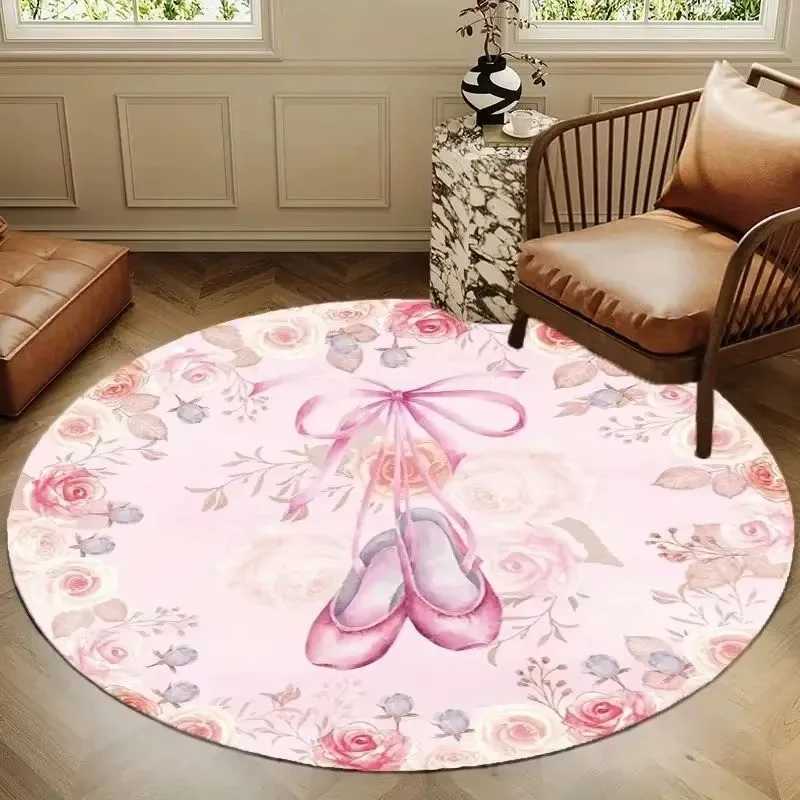 Princess Floral Pattern Round Carpet for Living Room Bedroom Mat Easy To Clean Festive Atmosphere Decorated Home Decorative Rug C250913