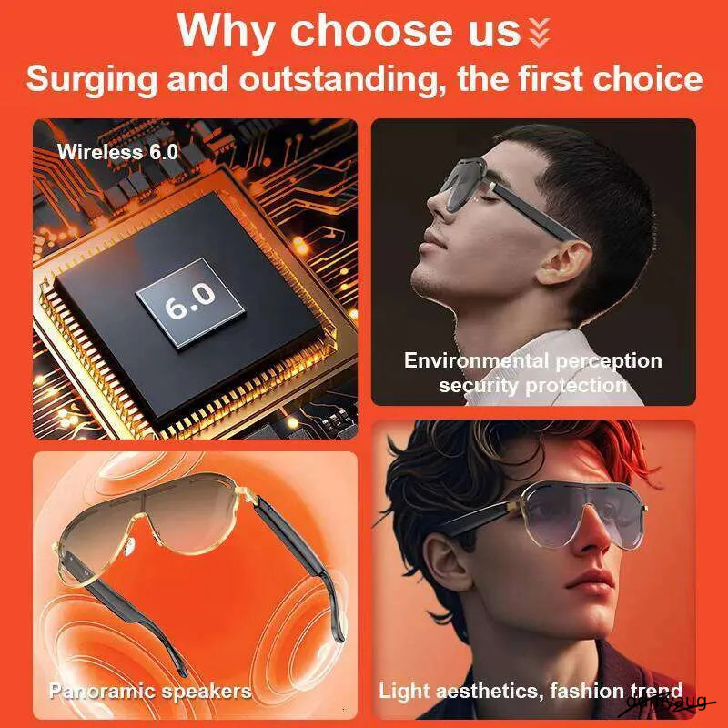 AI Smart Translation Glasses - Bluetooth Sunglasses With Audio, Touch Control & UV Protection (Stainless Steel Frame) ddmyAug