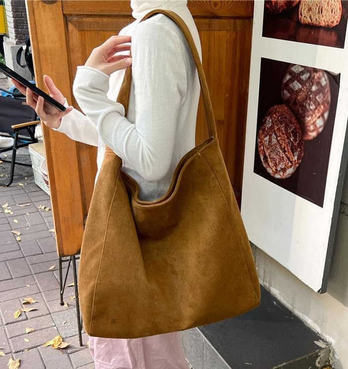 Bags for Women 2025 New Suede Tote Bag for Women Retro Slouchy Office Shoulder Tophandle Tote HandbagsW250913