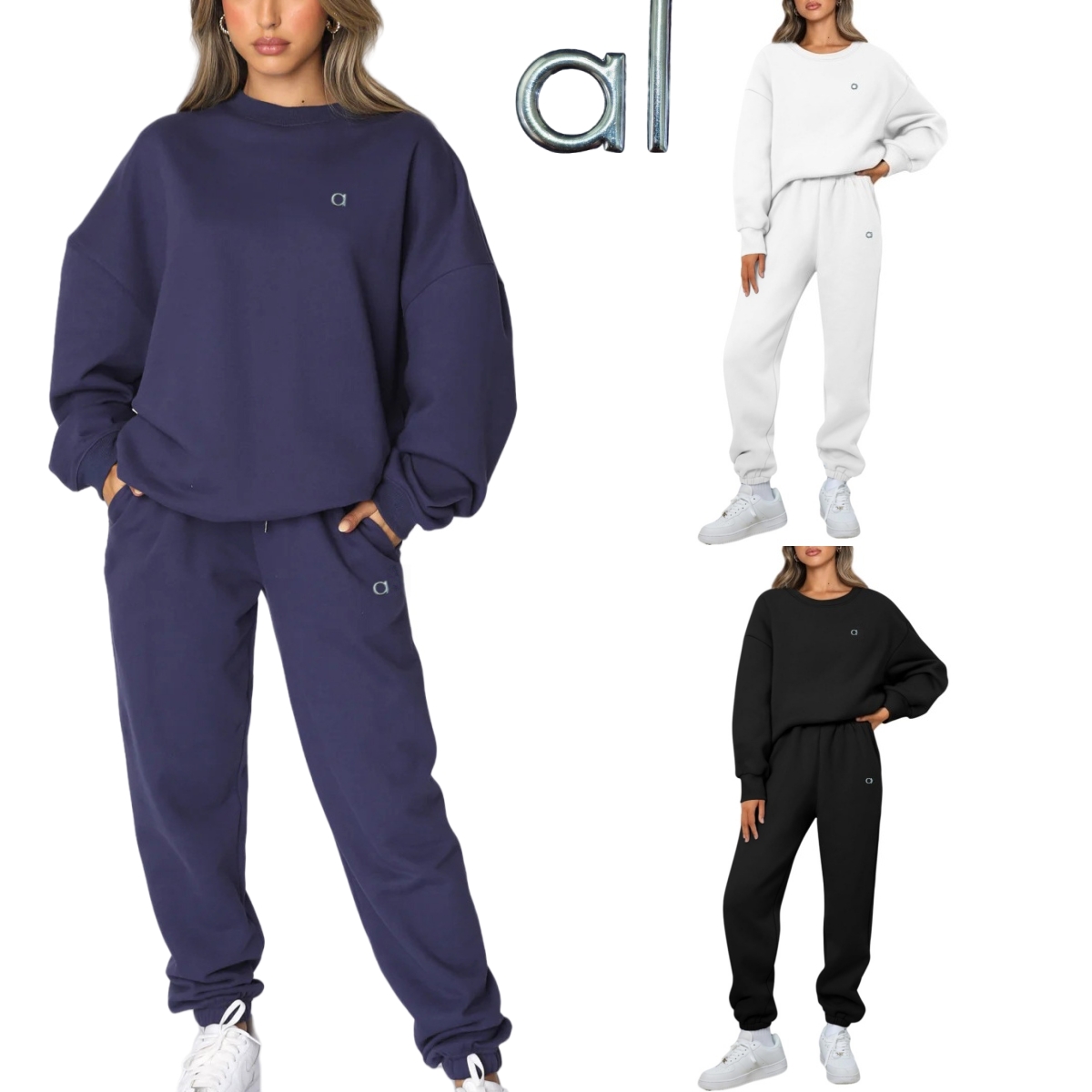 Designer Tracksuits Hots Womens Yoga Hoodie Sweatshirt Sweatpants Silver 3D Logo Sport Hoodie Pants Sets for Women Men Unisex Couples Jogger Clothes Sportswears