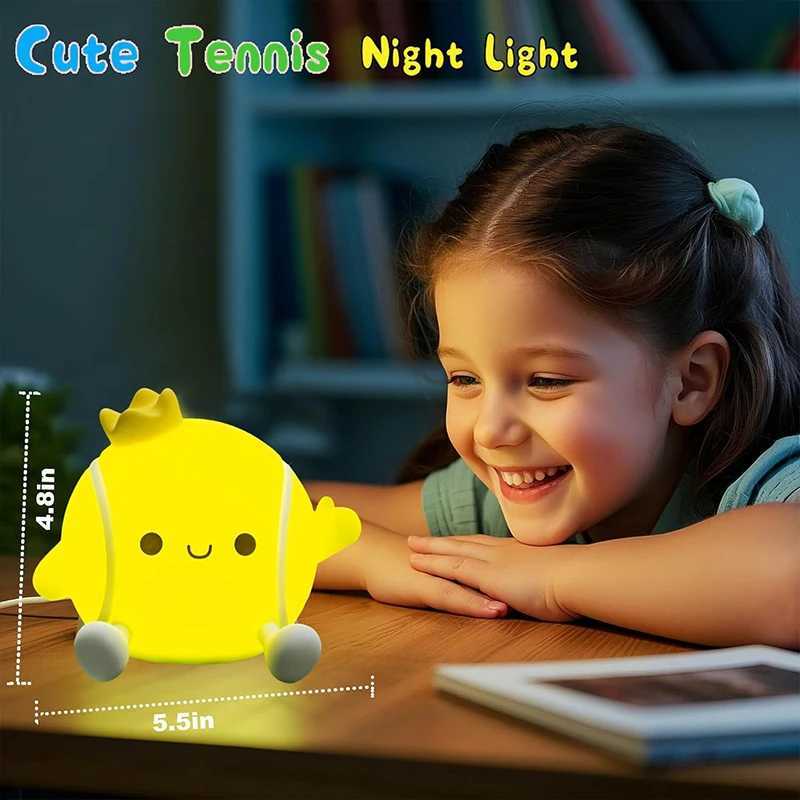Tennis Night LightLED Squishy Novelty Lamp2 Levels Dimmable Nursery Bedroom Nightlight for Kids Rechargeable Touch Lamps C250913