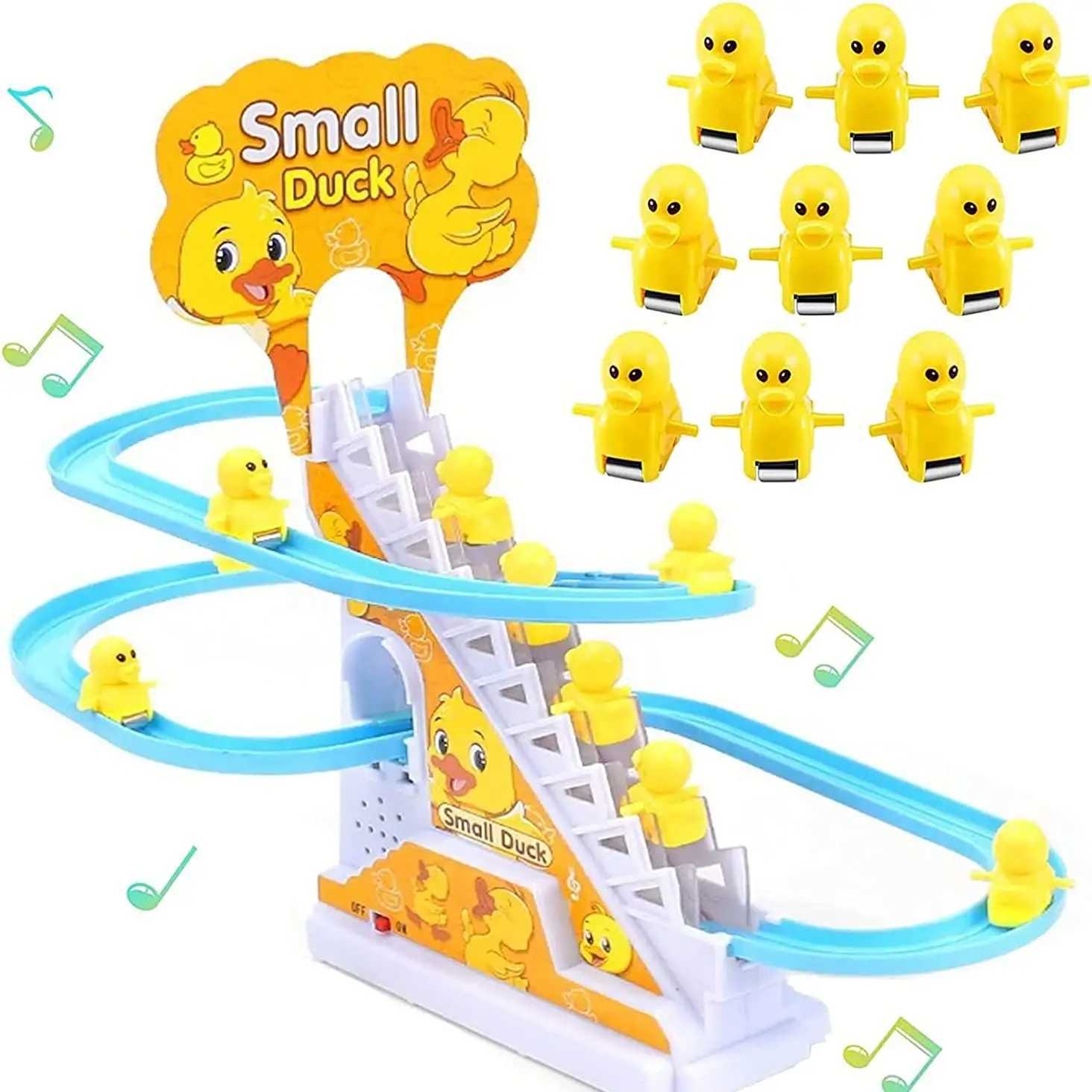 Funny Baby Toys Electric Duck Track Slide Toys Boys Ducks Climb Stairs Toy Baby LED Lights Music Roller Coaster for Kids C250913
