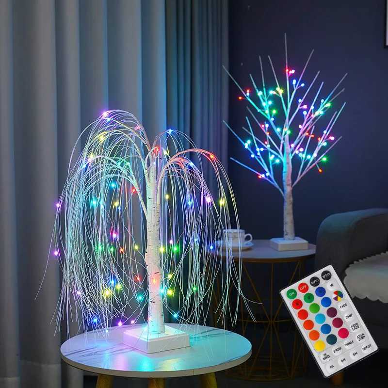 LED Willow Night Light Gypsophila RGB Tree Remote Table Lamp For Home Bedroom Wedding Christmas Indoor Decor Bedside Fairy Light C251122