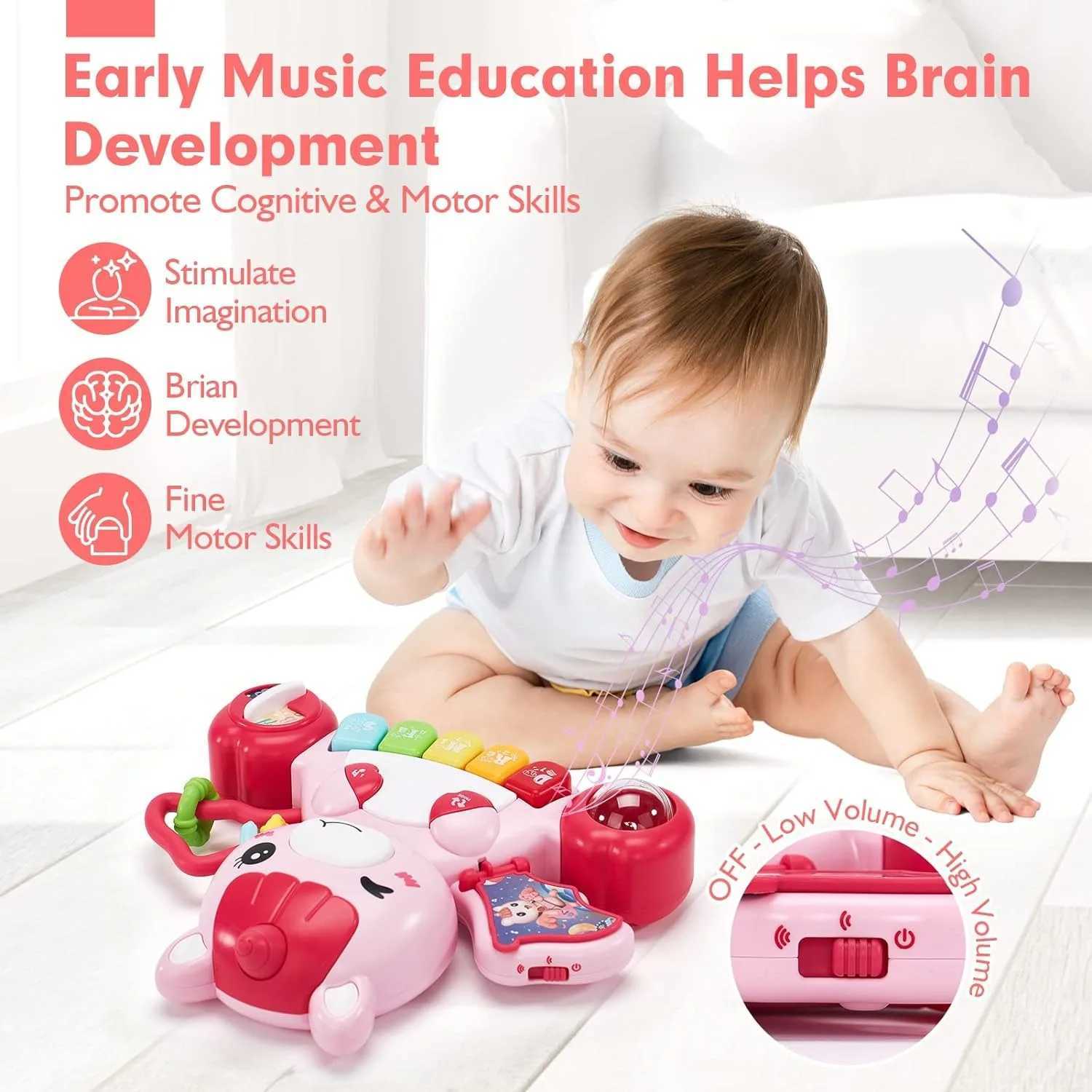 Baby Toys Boys Girls Activity Early Learning Educational Toys Unicorn Musical Light Infant Piano Toys Music Instrument Gift C250913