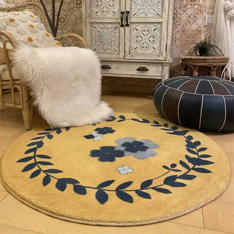 VIKAMA Bohemia Leaf Printed Cashmere Imitation Superfine Sand Carpet NonSlip Absorbent Bedroom Living Room Floor Mat Home Decor C250913