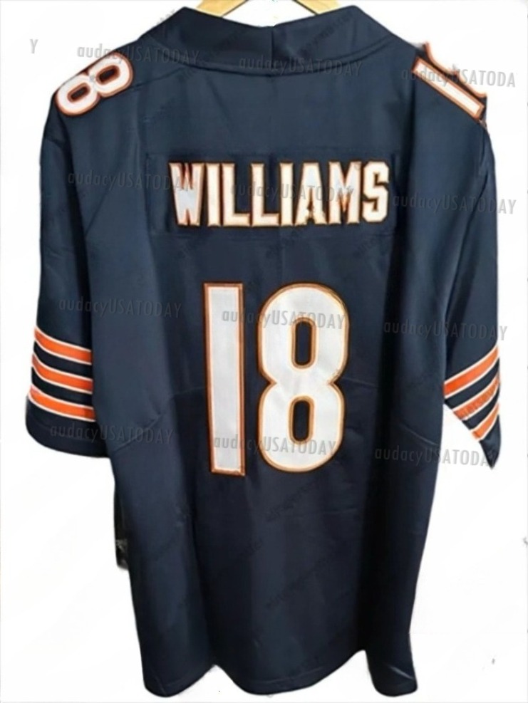 18 Caleb Williams 2025 Navy Football Jersey Payton Urlacher Loveland Odunze Moore Bagent Singletary Kmet Hester McMichael Ditka McMahon Monangai Custo