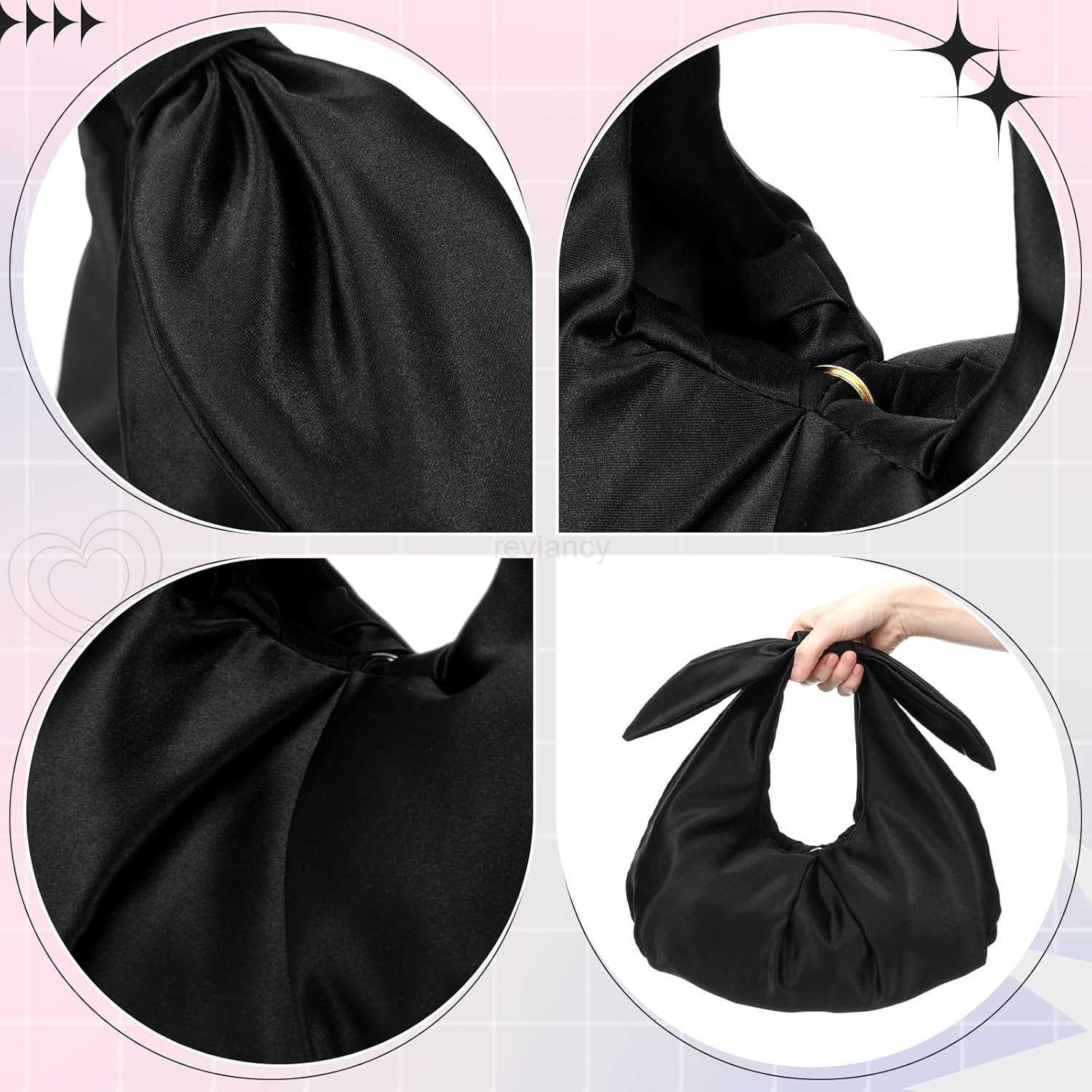 Purse for Women Bow Evening Bag Ruched Satin Handbag Top Handle Purse for Wedding Bachelor Bridesmaid GiftsW250913