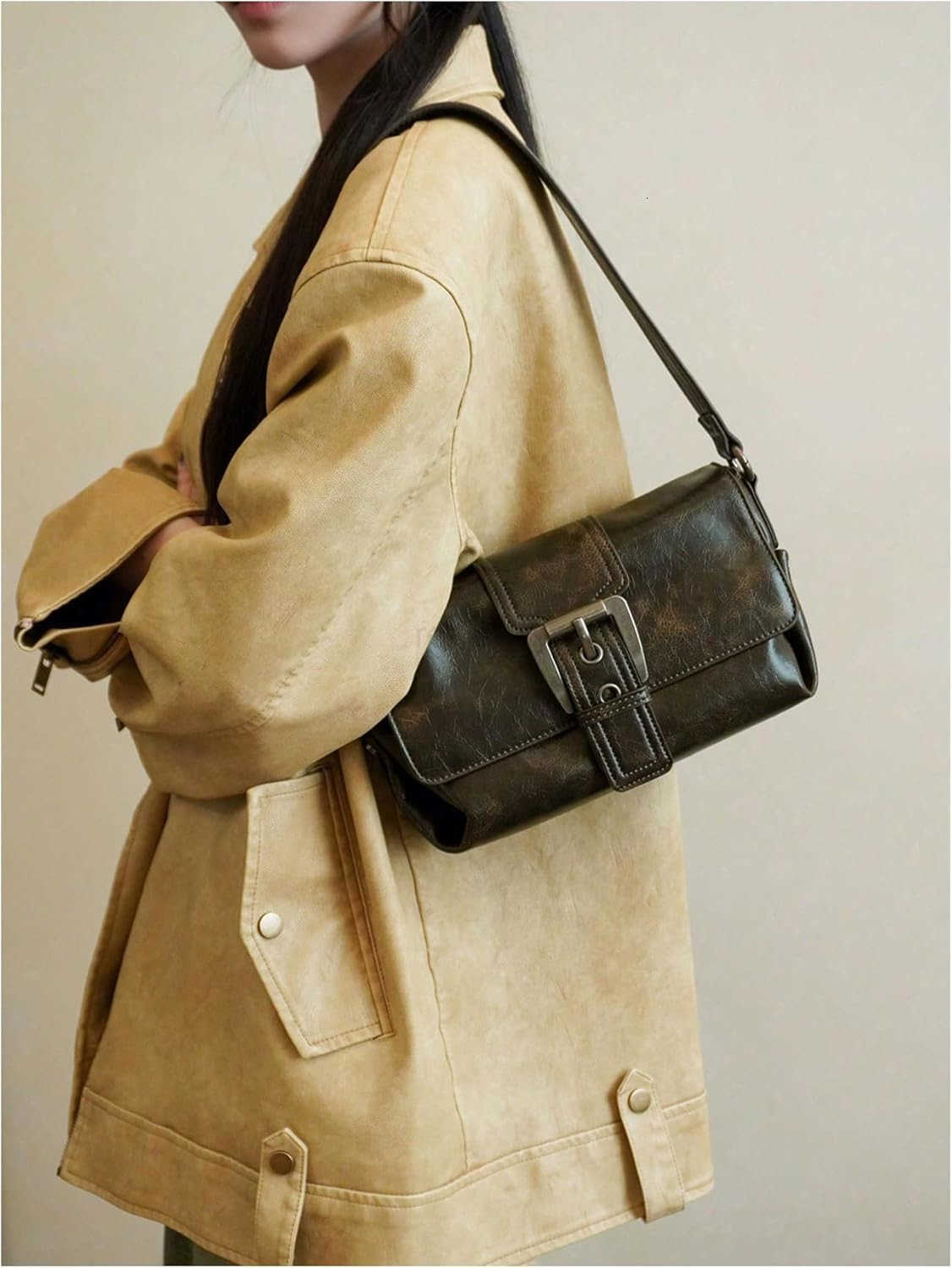 Womens Square Bags Vintage Top Handle Underarm Shoulder HandbagsW250913