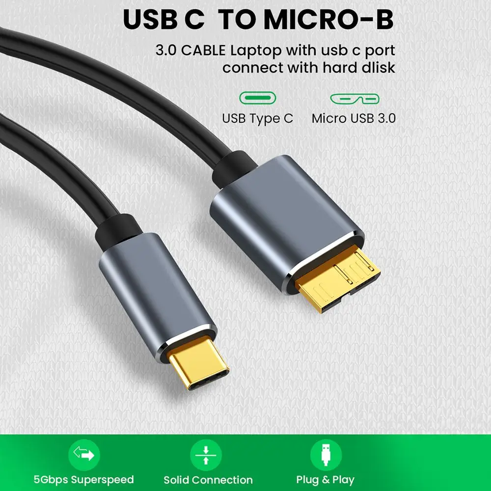 USB C to Micro B 3.0 Cable 5Gbps Type C Male to Micro B Male Super Fast Data Transfer Extension Cable For MacBook Laptop Phone