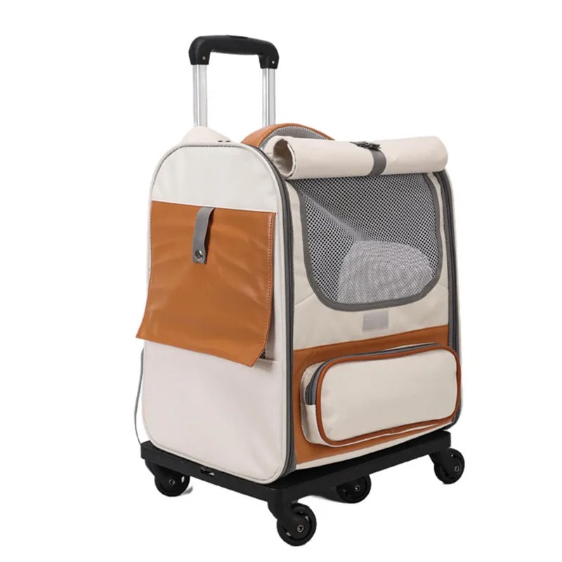 Gardner Pet Cat Carrier with Wheels and Litter Box Rolling Soft Carrier with Breathable Mesh Windows and Locking Zippers for Long Distance Car Travel 