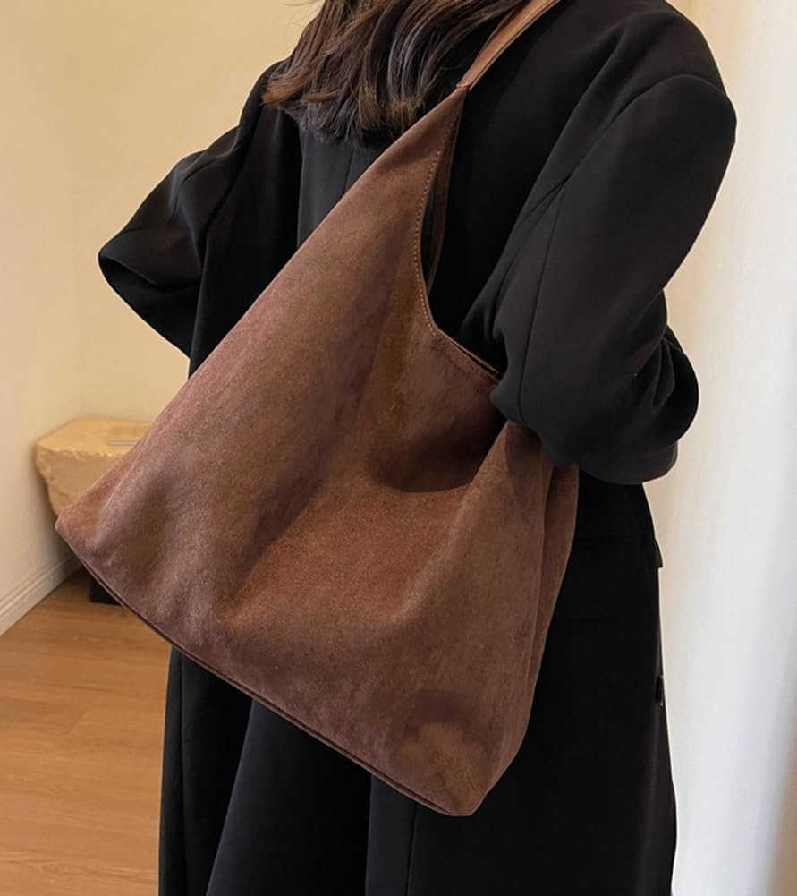 Womens Fashion Suede Shoulder Bags Large Tote Bag Retro Purse Handbag Casual Work Ladies Top Handle SatchelW250913