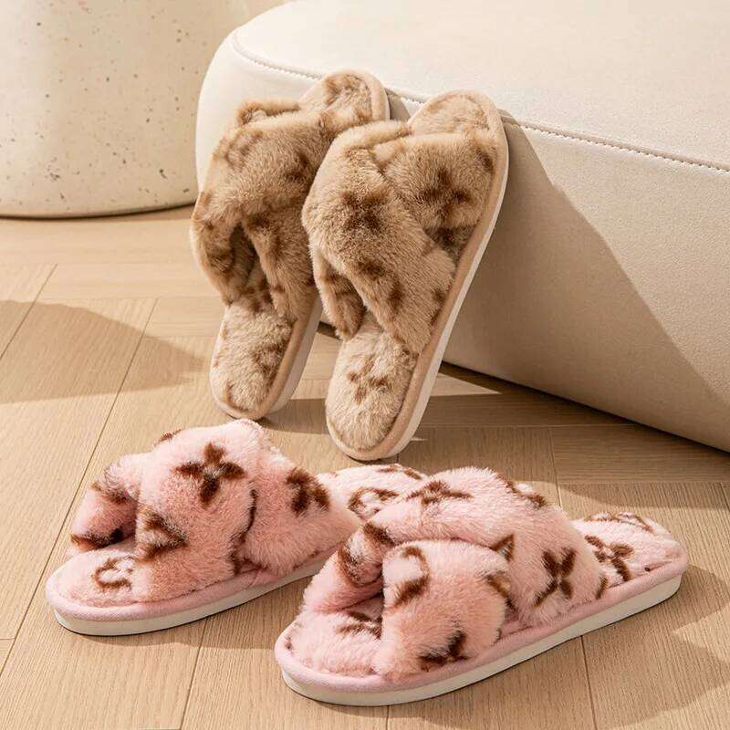 Fluffy Women's Slippers Home Designer Woman Shoes Flats Fashion Fuzzy Fur Slides Autumn Winter Plush Elegant Footwear
