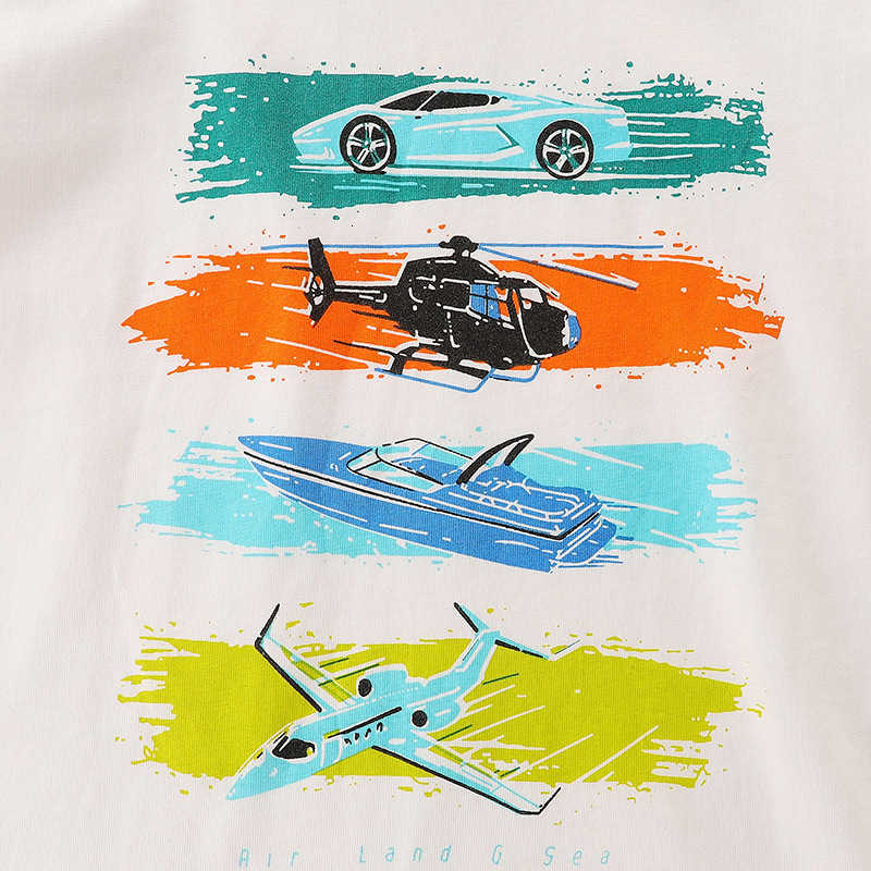 Summer New Short Sleeve Boys' T-Shirt Cute Motorcycle Print Round Neck Top Baby Pullover Shirt