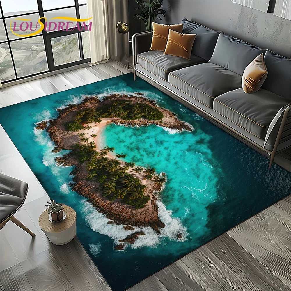 Ocean Beach Reef Nature Design Area Rug NonSlip Carpet for Living Room Bedroom Home Sofa Decor Kids Floor Mat C250913