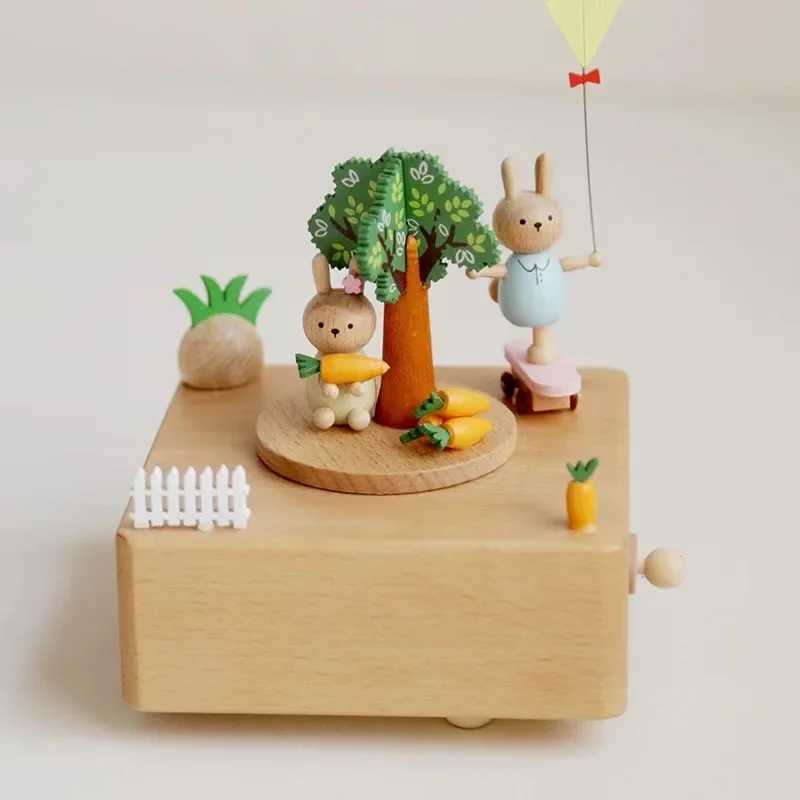 Wooden Carousel Music Box Ornaments Rotatable Handcranked DIY Handmade Birthday Christmas Gift Childrens Toys C250913