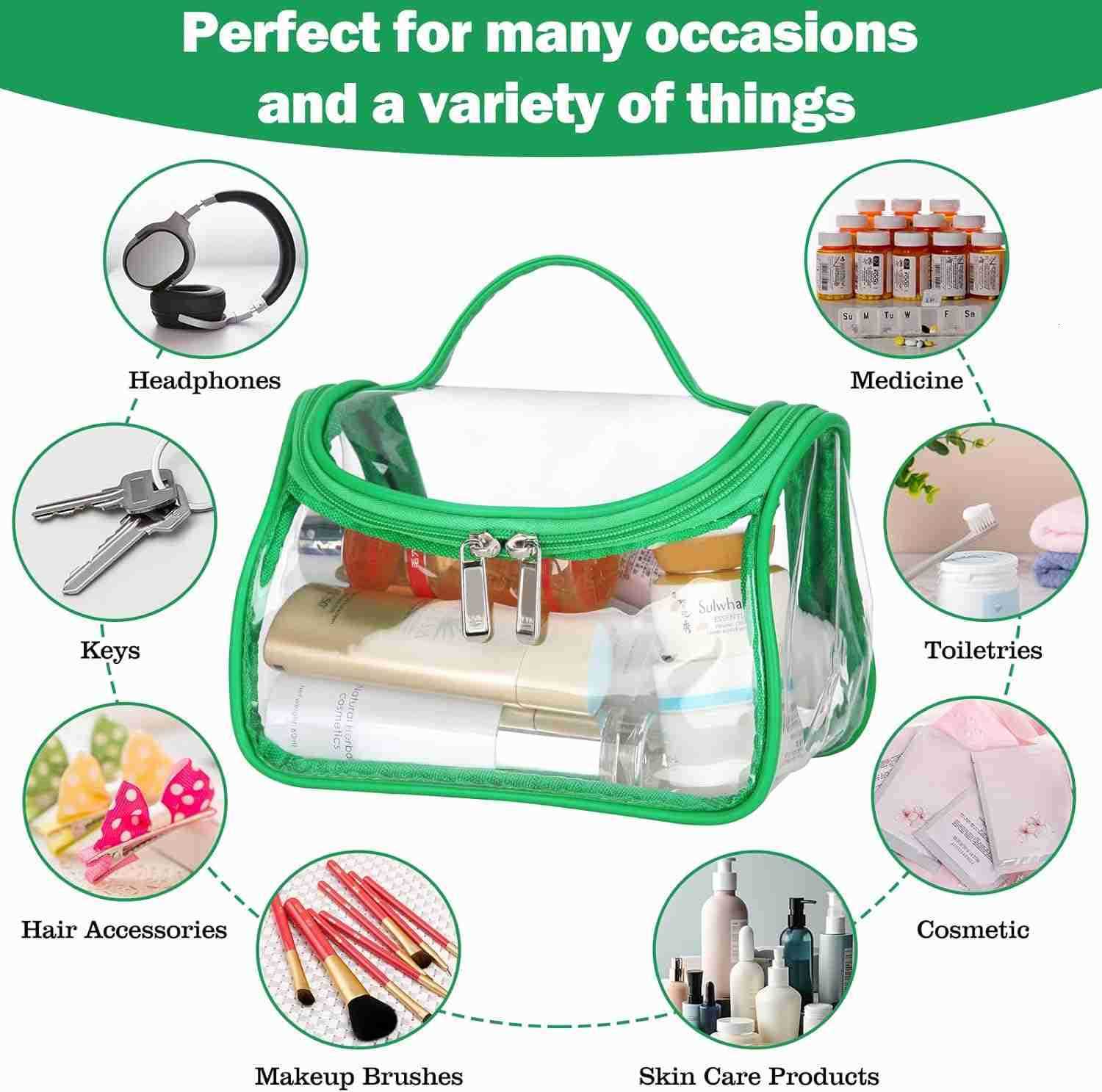 Heavy Duty Clear Cosmetic Bag Waterproof Transparent Travel Makeup Toiletry Organizer Bag Purple1pcsW250913