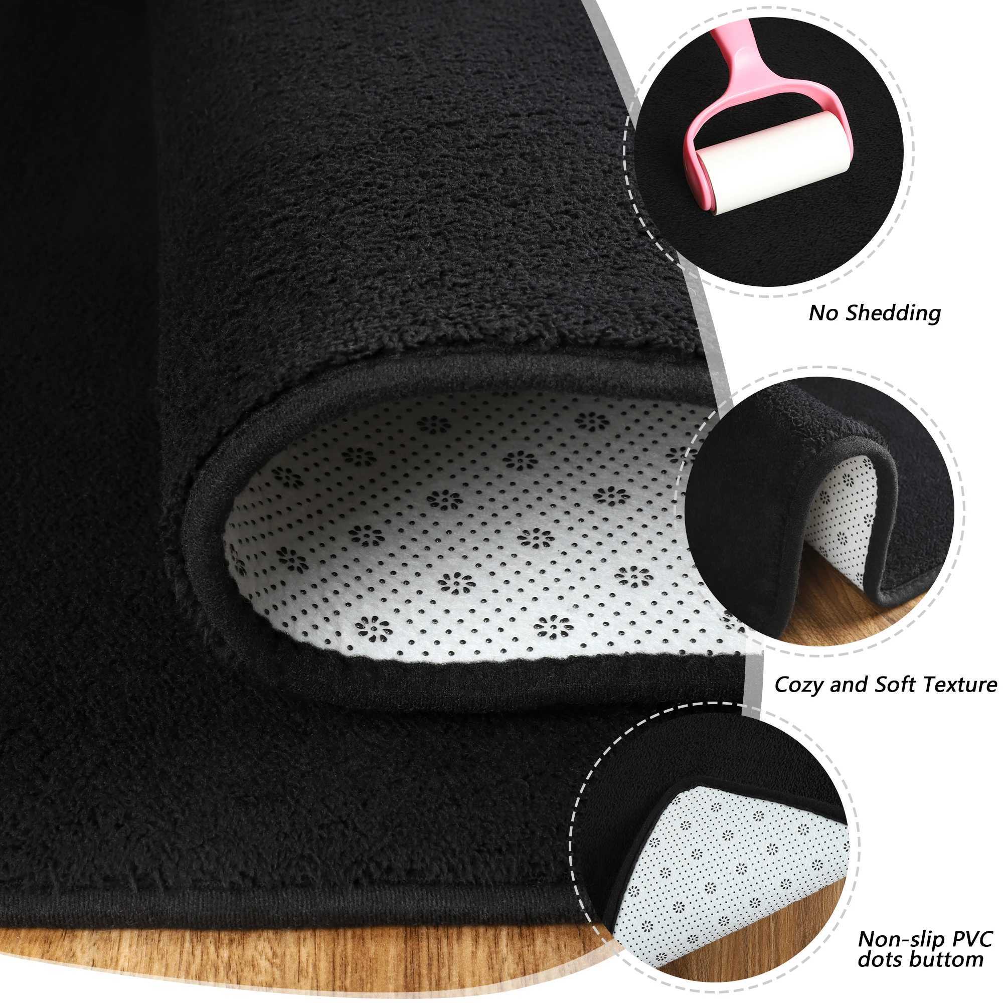 Black Rugs Living Room Carpet Nonslip Bedside Rugs Large Soft Floor Rug Children Game Mat Rectangular Home Decoratio C250913