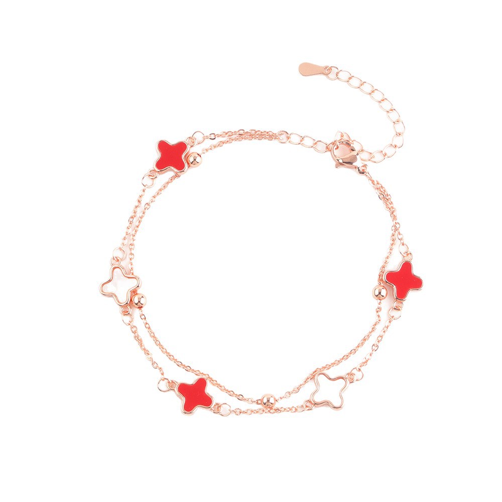 Lucky Four-Leaf Clover Five-Flower for Women Trendy Light Creative Mother-of-Pearl Bracelet Fashionable High-End Double-Layer Jewelry - view 8