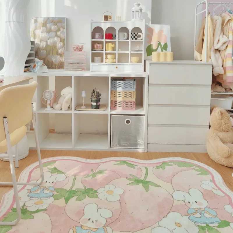 Cartoon Rabbit Carpet Bedroom Rugs Bed Blanket Girls Resistant Thickened Absorbent Antislip Water Absorb Flowers Floor Mat C250913