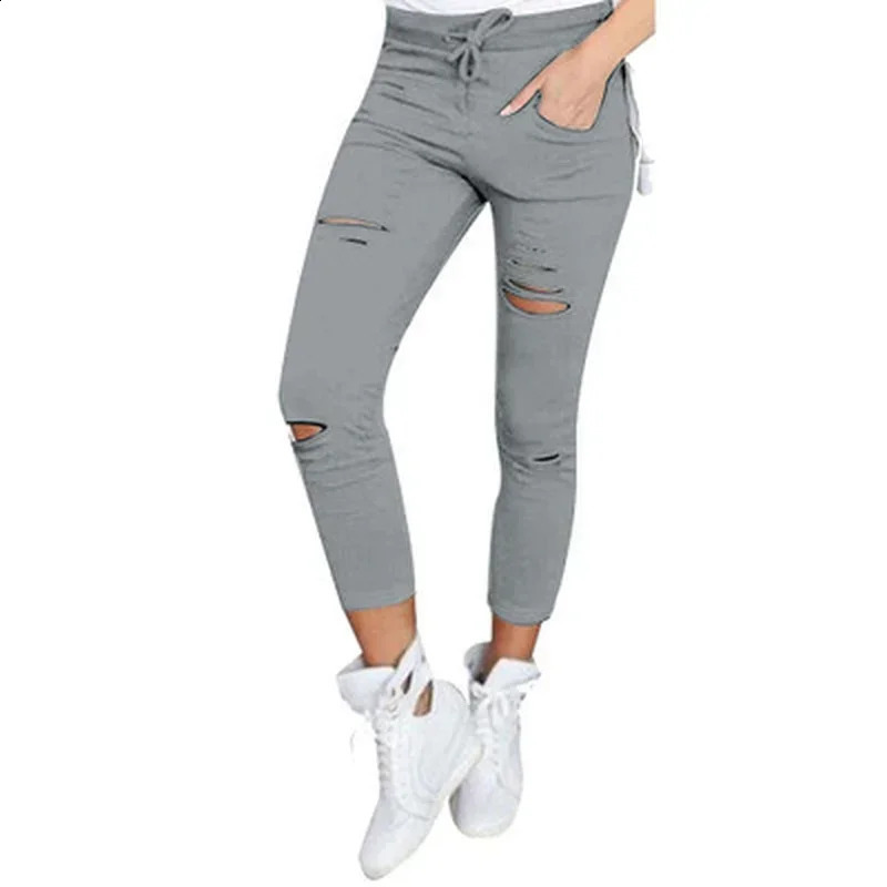 for Big Size Ripped Trousers Stretch Pencil Pants Leggings Women Woman Jeans Z260313