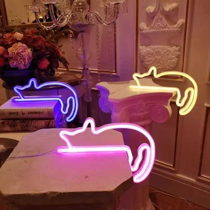 Cute Cat Neon Light LED Wall Decoration Suitable for Girls Bedrooms Living Rooms Family Gatherings Birthday Gifts C250913