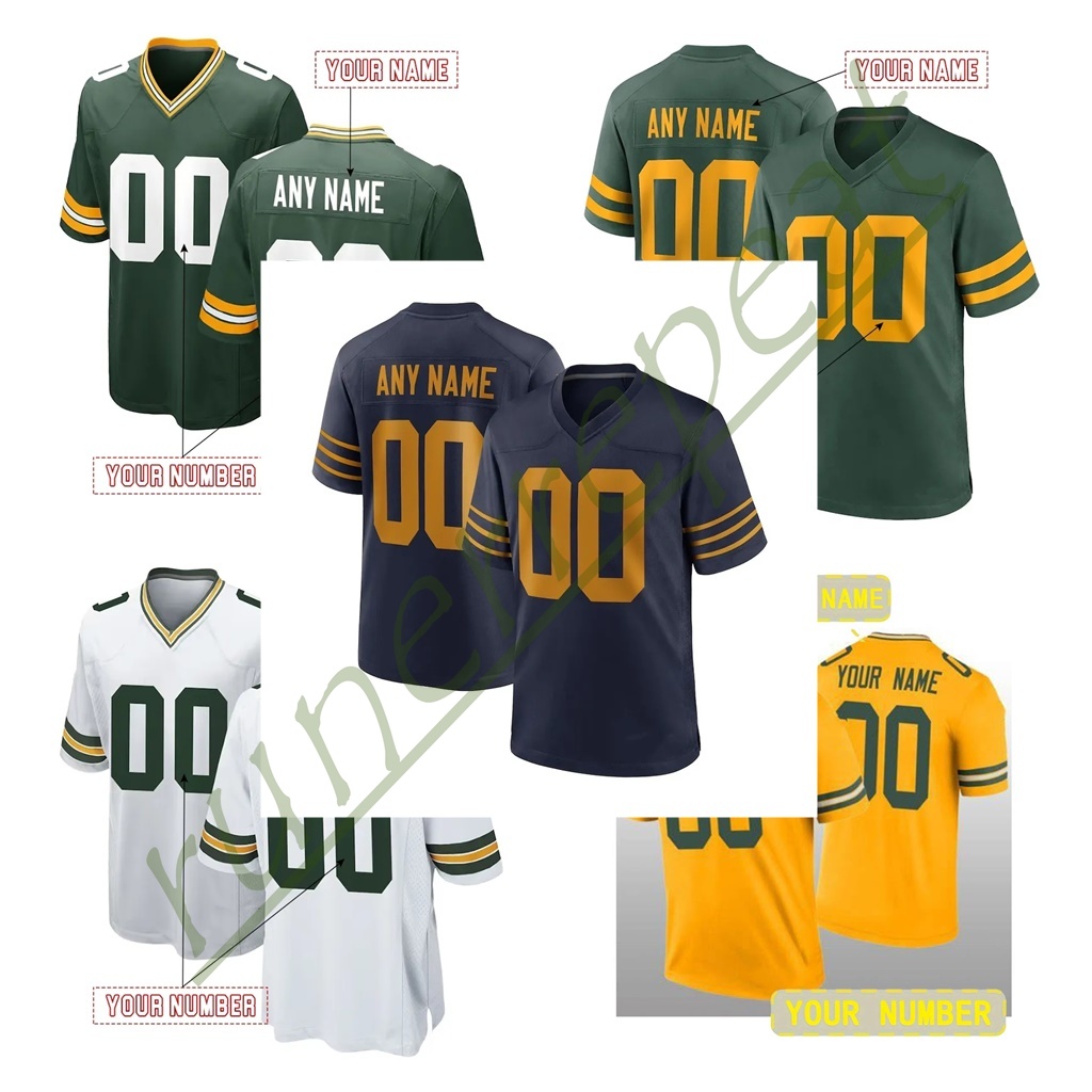 10 Love 12 Aaron Rogers Football Jersey 1 PARSONS Golden Josh Jacobs Tucker Kraft Xavier McKinney Jayden Reed Romeo Doubs Embroidered Polyester Custom Name Number