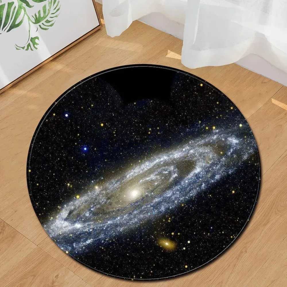 Earth Moon Ocean Print Round Rug Soft Chenille NonSlip Play Mat for Kids Room Living Room Bedroom Large Floor Carpet Decor C250913