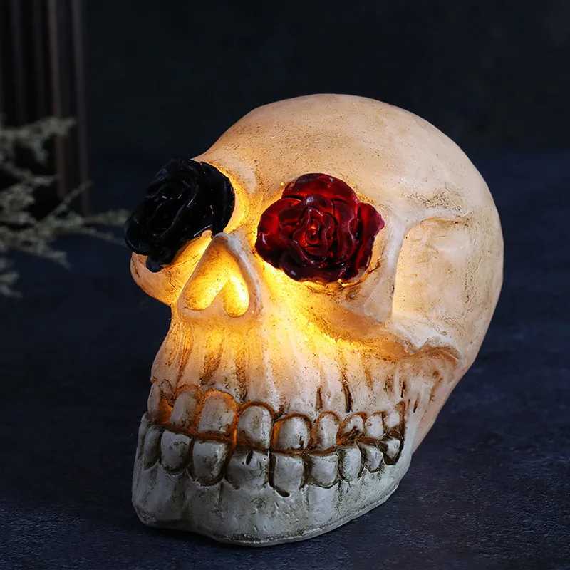 Halloween Lights Rose Skull Resin Lights Horror Themed Atmosphere Indoor and Outdoor Decoration Lawn Lights C250913