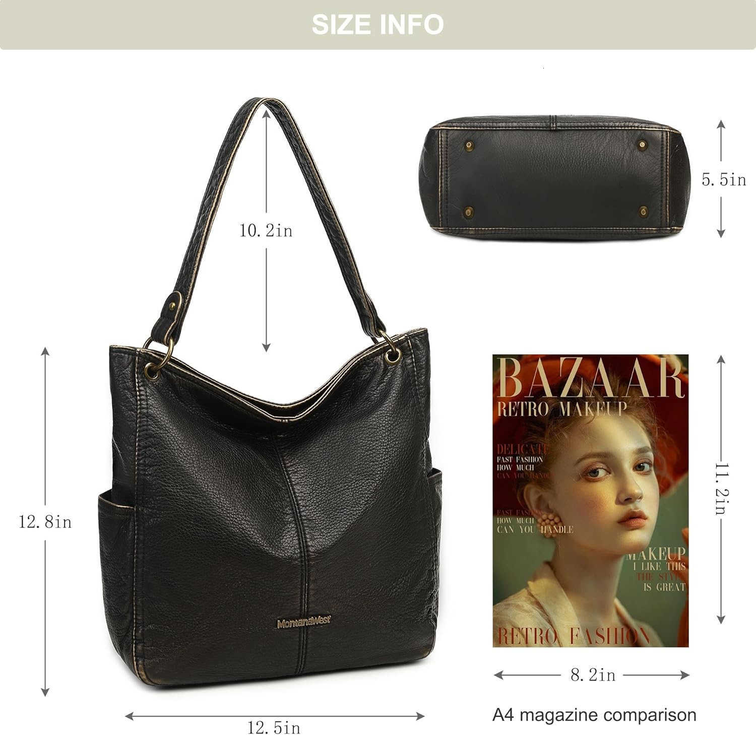 West Hobo Purses for Women Soft Top Handle Shoulder Bag with Wallet SetW250913