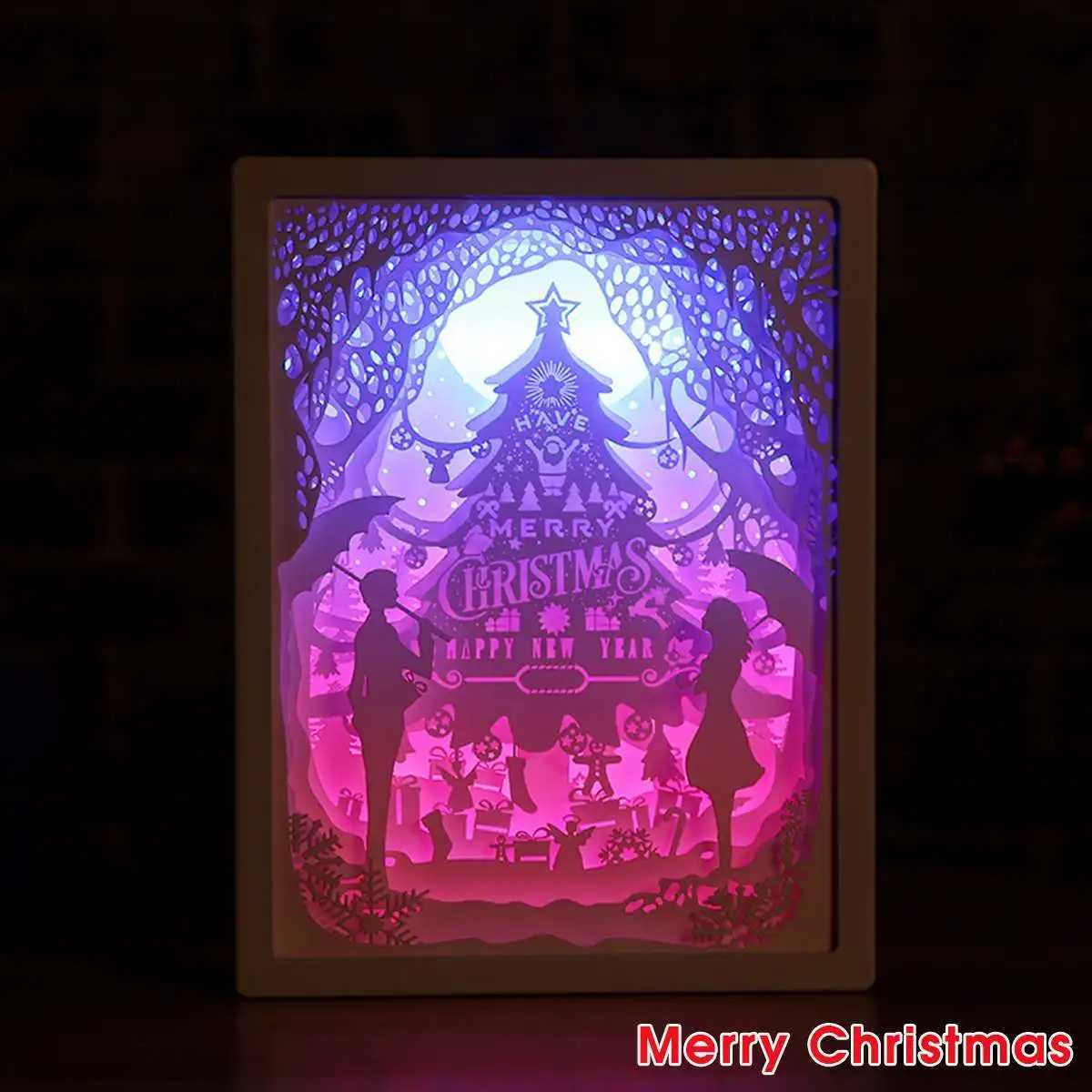 Halloween Christmas 3D Paper Carving Light LED Night Light Bedside Desk Table Lamp Carved CreativeGifts Kids Bedroom C250913