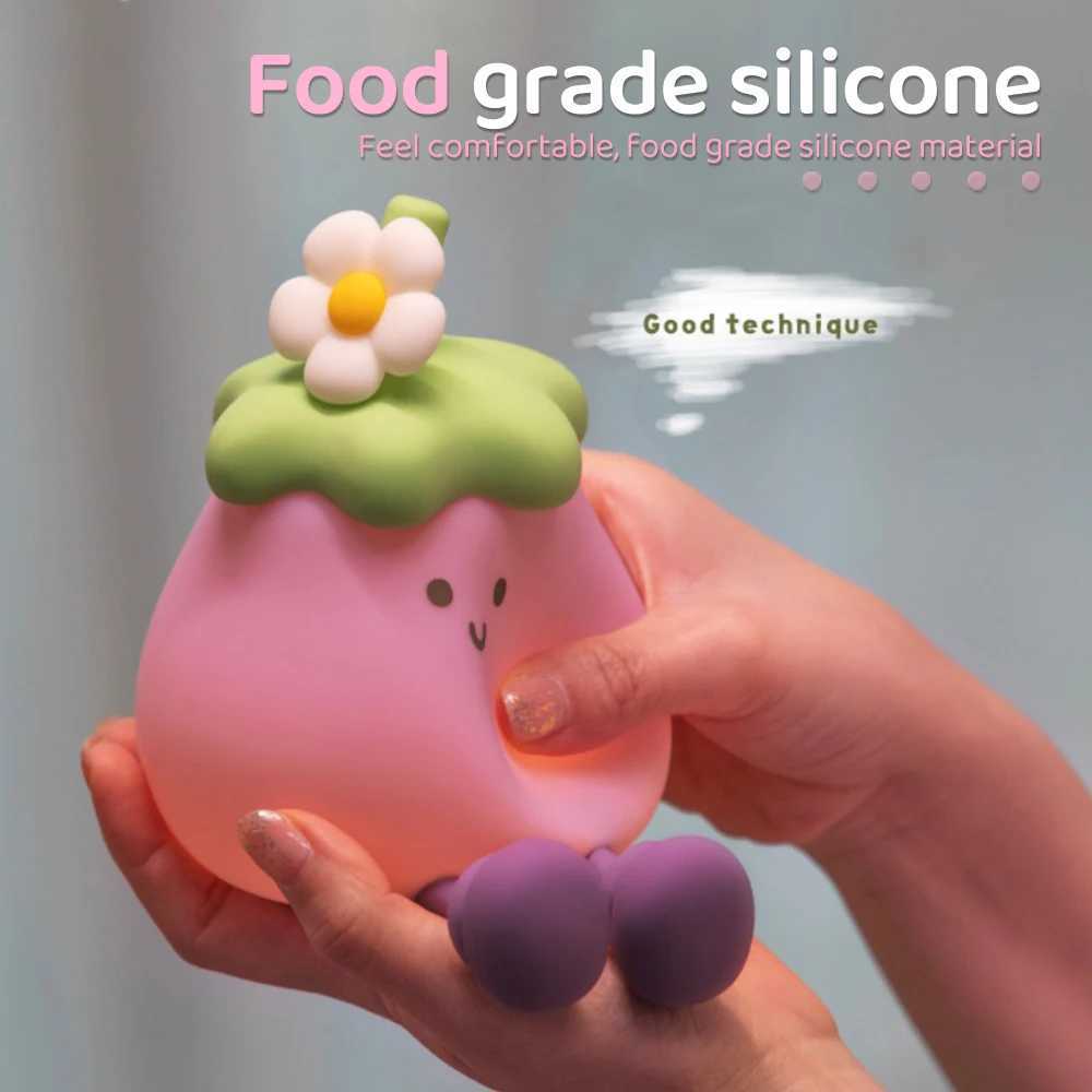 Silicone Cartoon Eggplant Night Light Rechargeable Timing Nursery Sleeping Lamp For Kids Room Beside Nighilights C250913