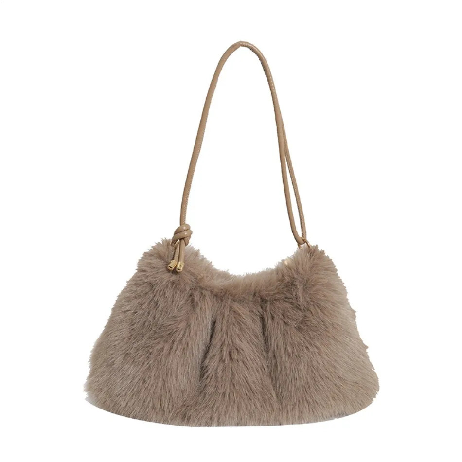 Autumn and winter sable armpit bag fashionable versatile plush shoulder bag senior sense of hand fur bags 250911