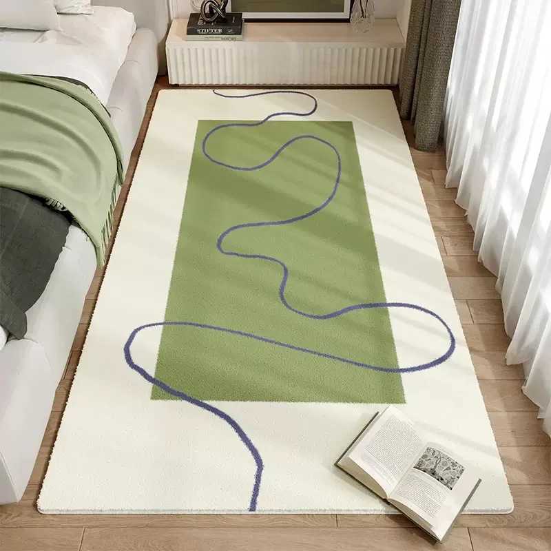 VIKAMA Fresh Green Faux Cashmere Long Carpet AntiSlip Carpet For Bedroom Entrance And Bay Window Home Decoration C250913