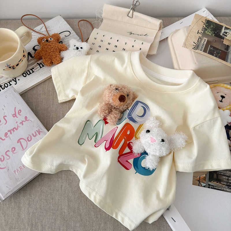 Children's Cotton Short Sleeve T-Shirt New Cartoon 3D Cute Doll Kids Summer Fashion Korean Style