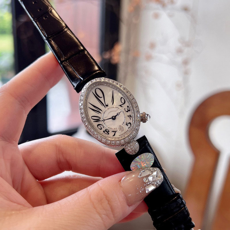Designer watch with letter oval diamond design high quality fashionable leather strap woman gift Christmas gift for woman grils very nice