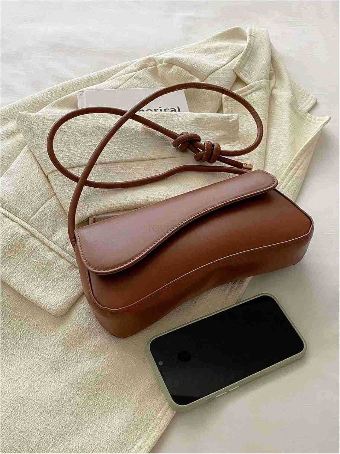 Womens Asymmetrical Flap Shoulder Bag Adjustable Knot Strap Top Handle PursesW250913