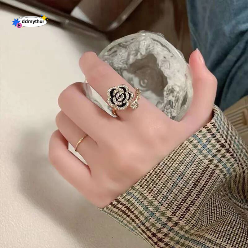 designer ring collections Fashionable High End Double Sided Camellia Earrings for Women, Exquisite and Elegant Design, Niche Personality Trendy Ear Ac