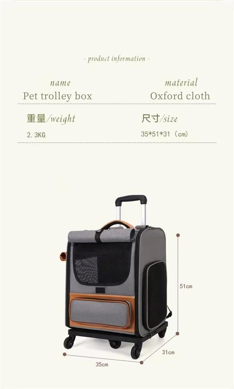 Gardner Pet Cat Carrier with Wheels and Litter Box Rolling Soft Carrier with Breathable Mesh Windows and Locking Zippers for Long Distance Car Travel 