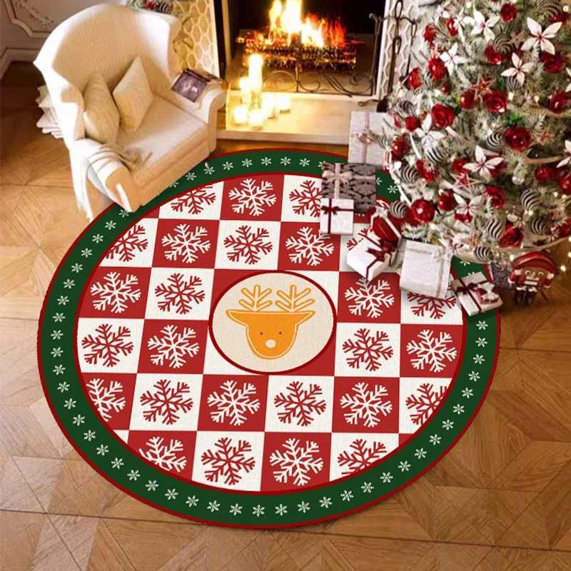 VIKAMA Round Crystal Velvet Bedroom Living Room Christmas Tree Mat Easy Care Carpet Home Decoration C913 H260226
