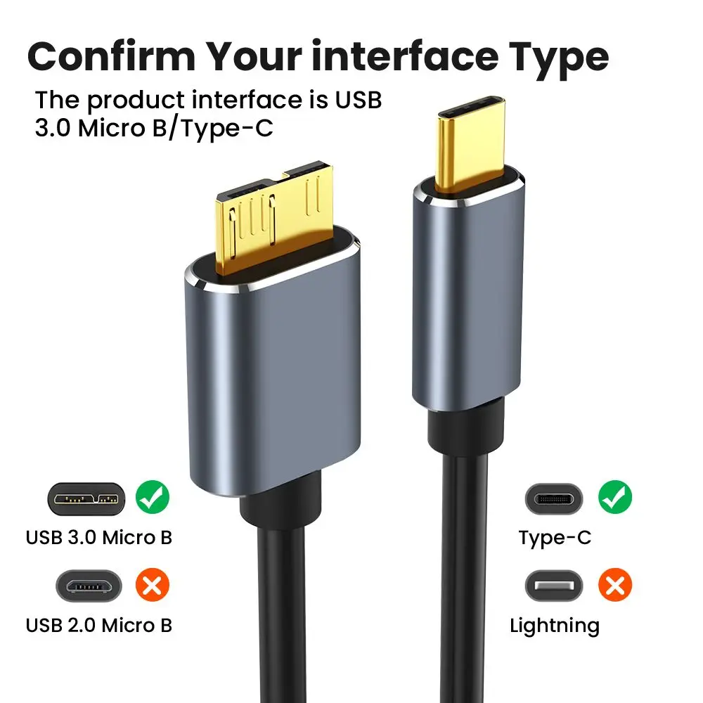 USB C to Micro B 3.0 Cable 5Gbps Type C Male to Micro B Male Super Fast Data Transfer Extension Cable For MacBook Laptop Phone