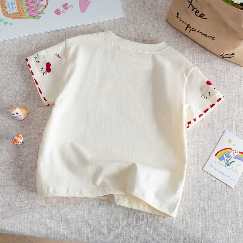 Girls' Short Sleeve T-Shirt Children's Summer Wear 2025 New Stylish Beautiful Super Cute Girl's Top Cartoon Base Shirt