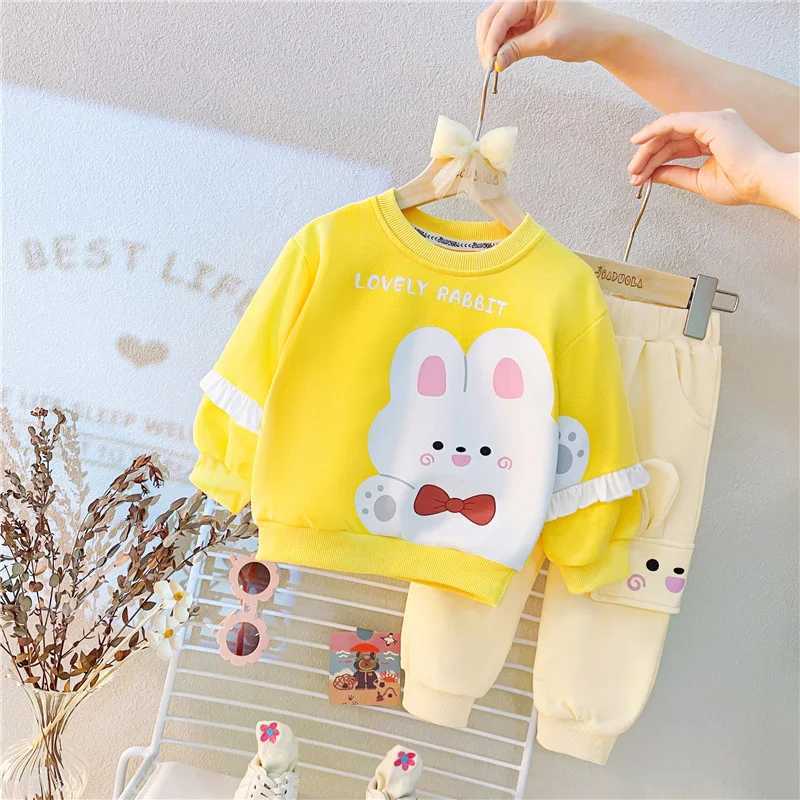New Spring Autumn Baby Clothes Suit Children Girls Fashion Cartoon TShirt Pants 2PcsSet Toddler Sports Costume Kids Tracksuits C250913